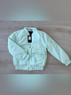 Rains Mint Green Bomber Jacket
